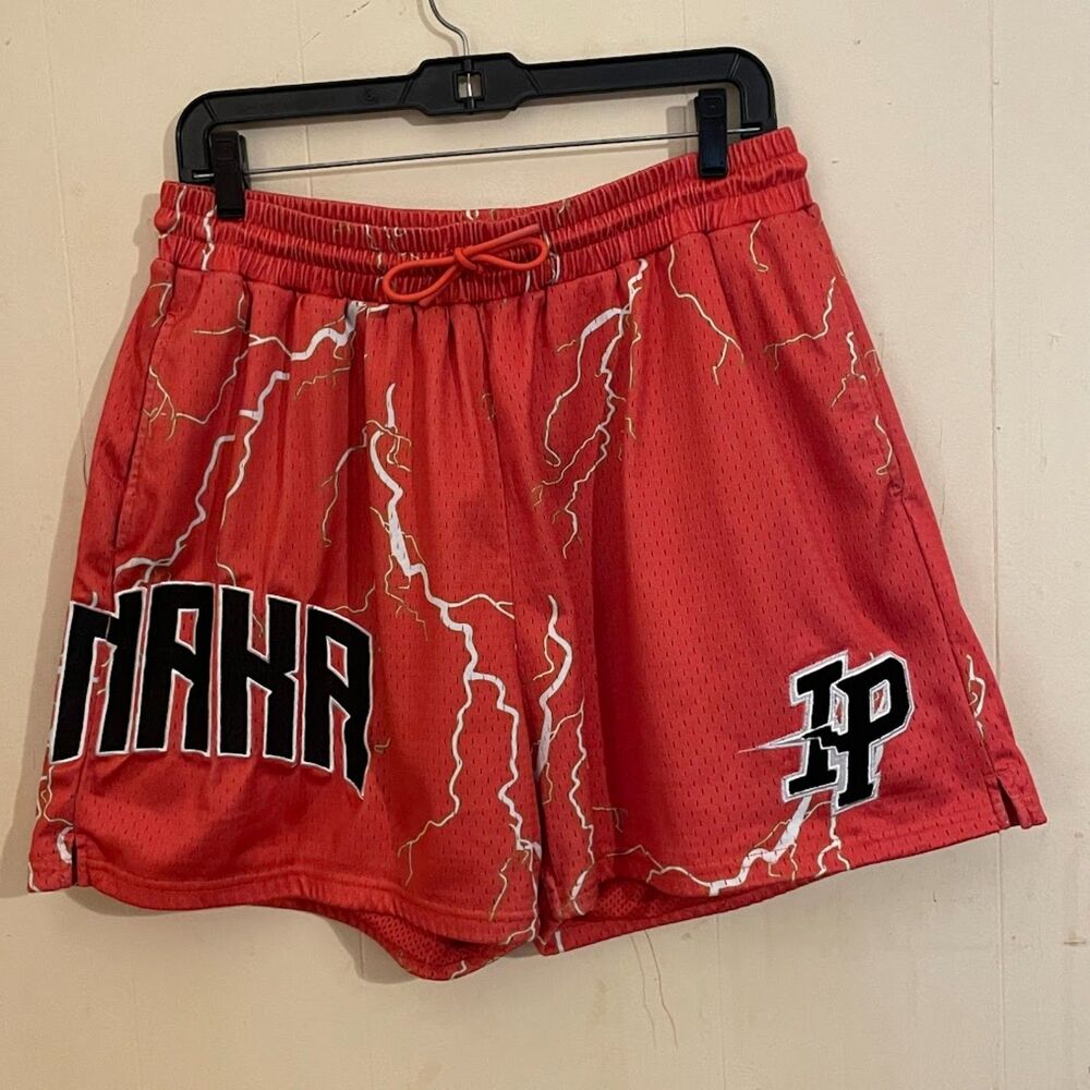 INAKA POWER Lightning Bolts Strike Double Mesh GYM Lifting SHORTS XXL 2XL